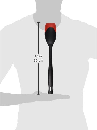 Le Creuset Revolution saute spoon handle with silicone lip ready to lift and sweep