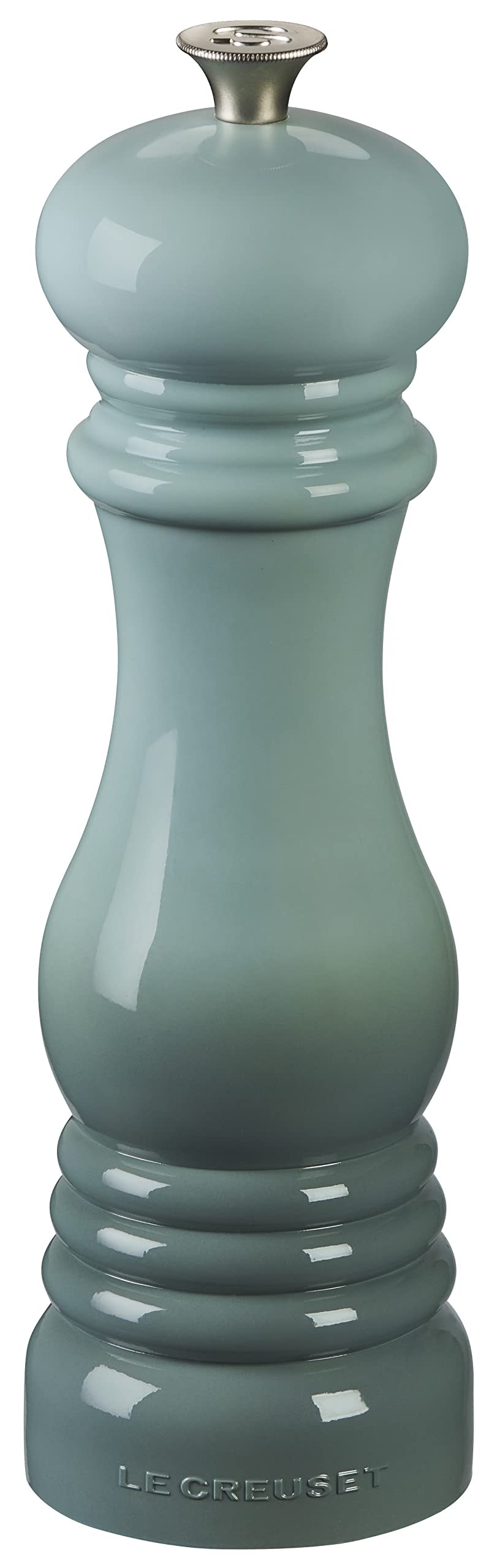 Le Creuset Salt Mill 8in Sea Salt with ceramic grinder for precise seasoning.