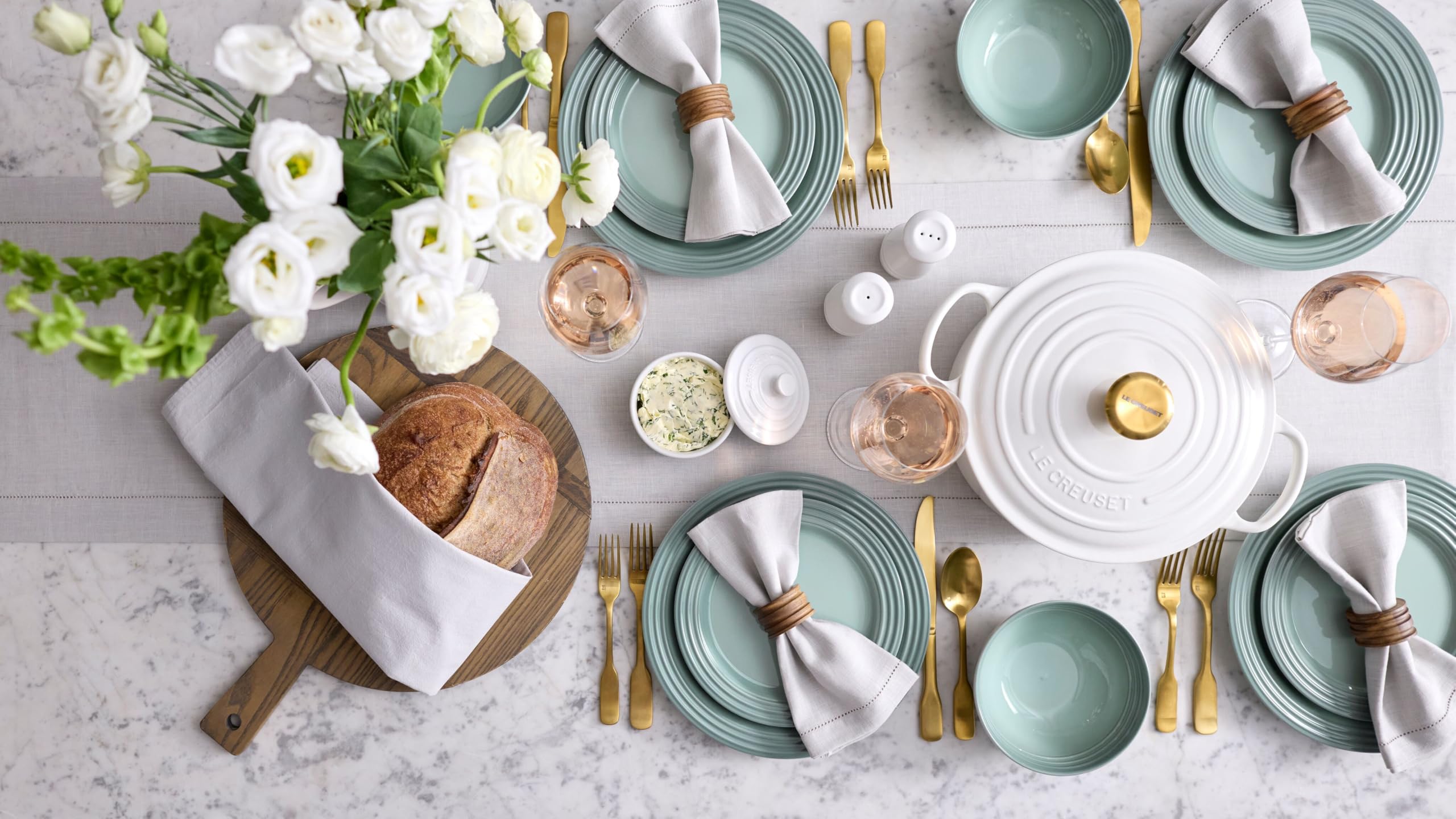 Le Creuset dishwasher-safe glaze resists stains after busy meals.