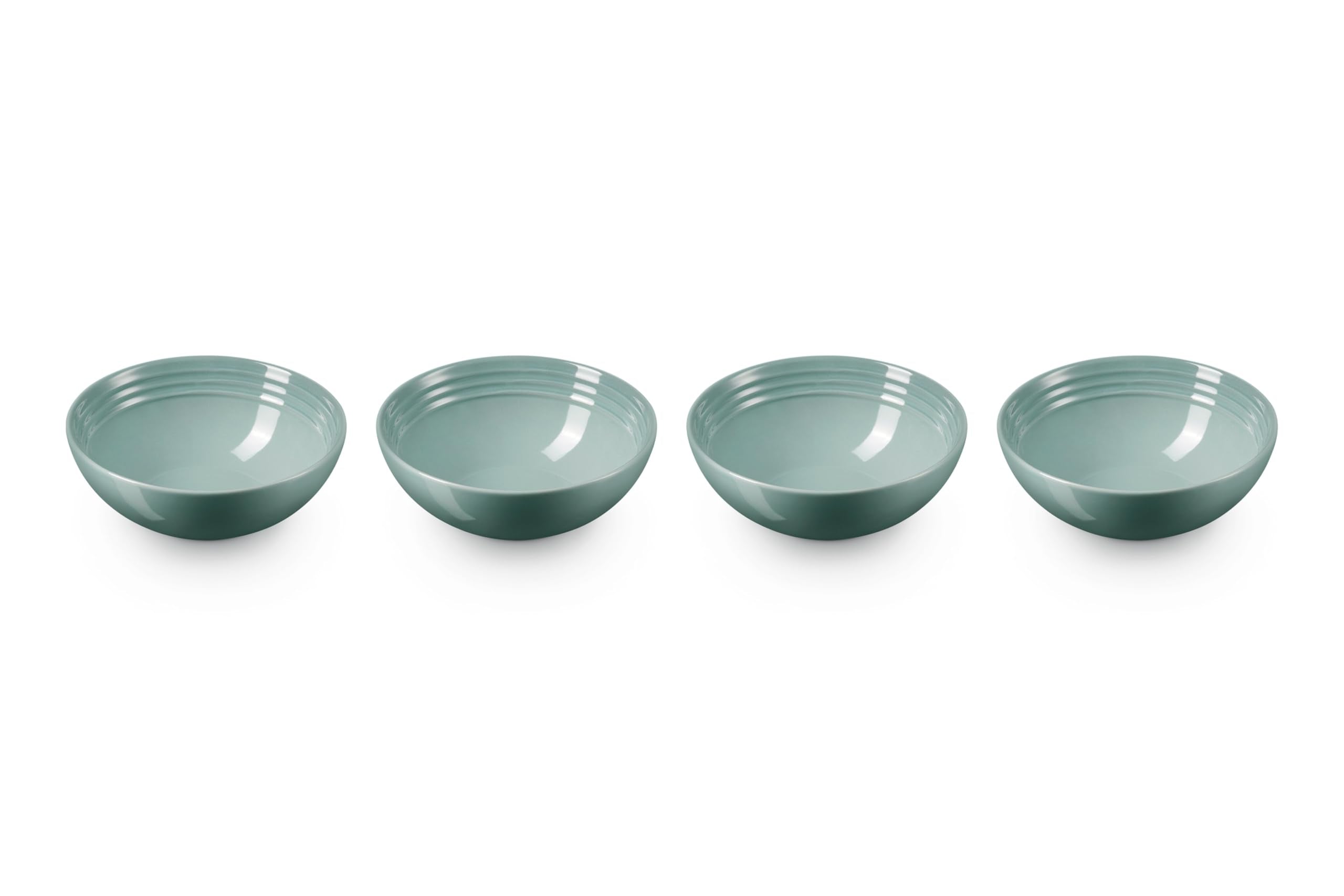 Le Creuset Vancouver Sea Salt soup bowl, 22 oz, front view with smooth, durable glaze.
