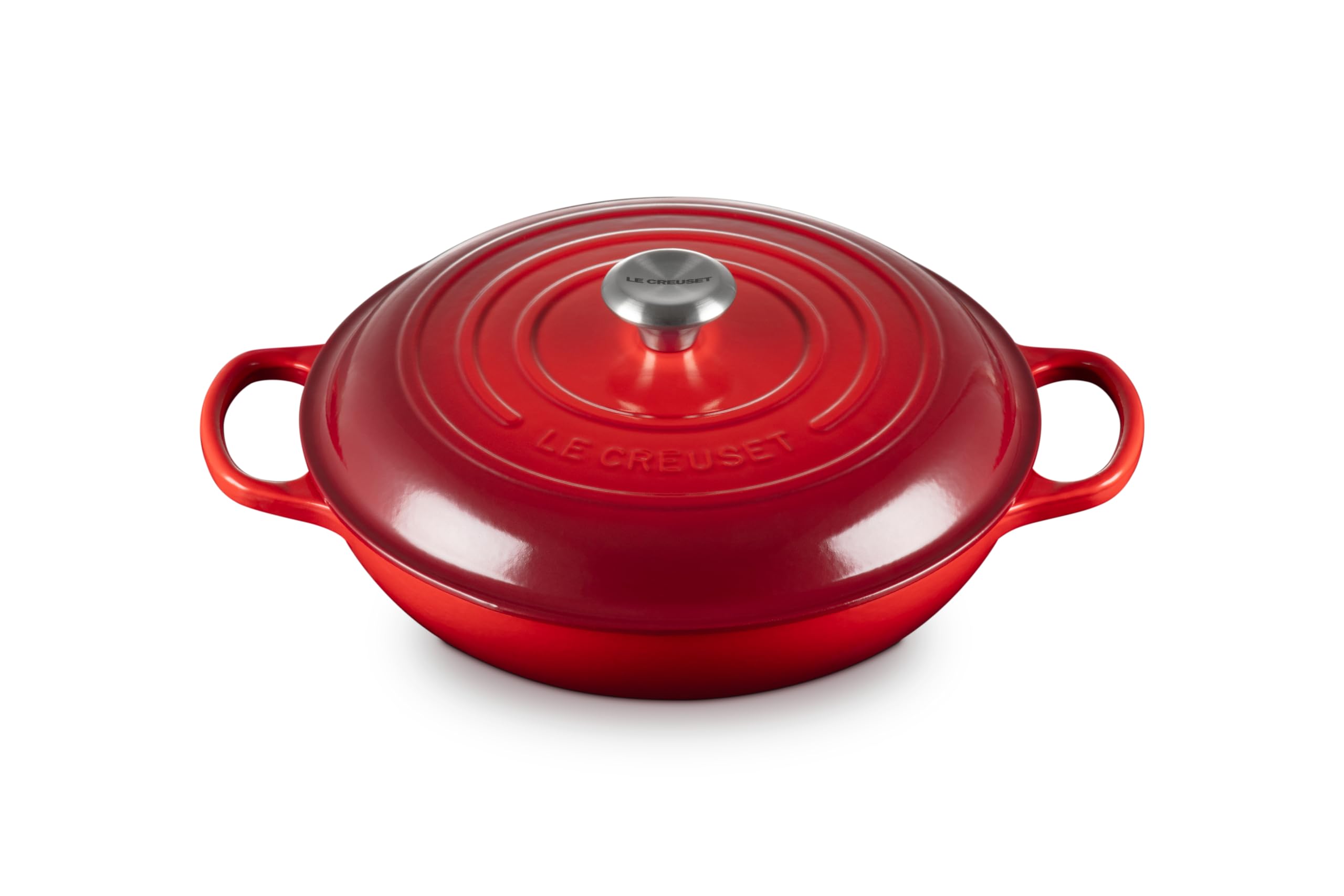 Le Creuset Signature Braiser cerise: wide base for even browning