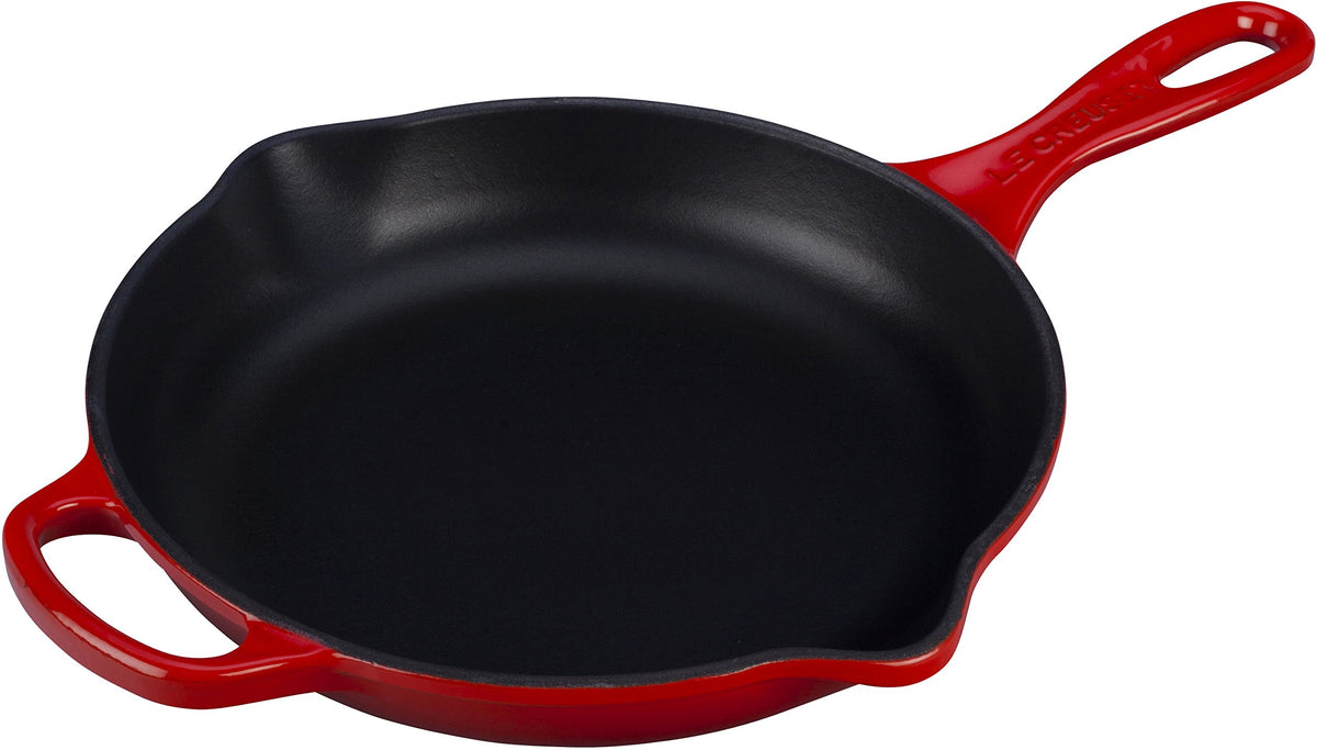 Le Creuset Signature 9-inch skillet Cerise with iron handle delivers even heat for searing
