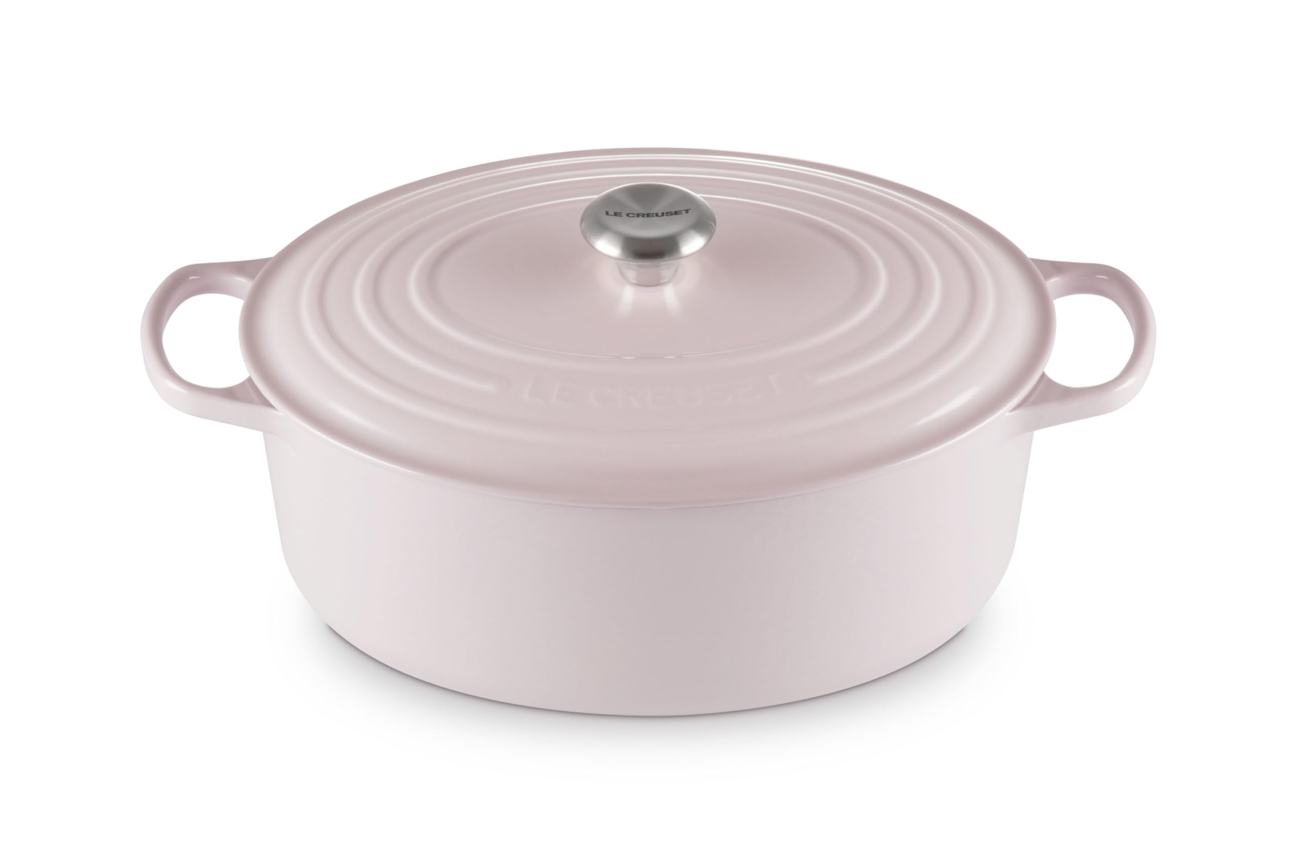 Le Creuset Signature Oval Dutch Oven 8 qt Shallot, full view for even heat distribution.