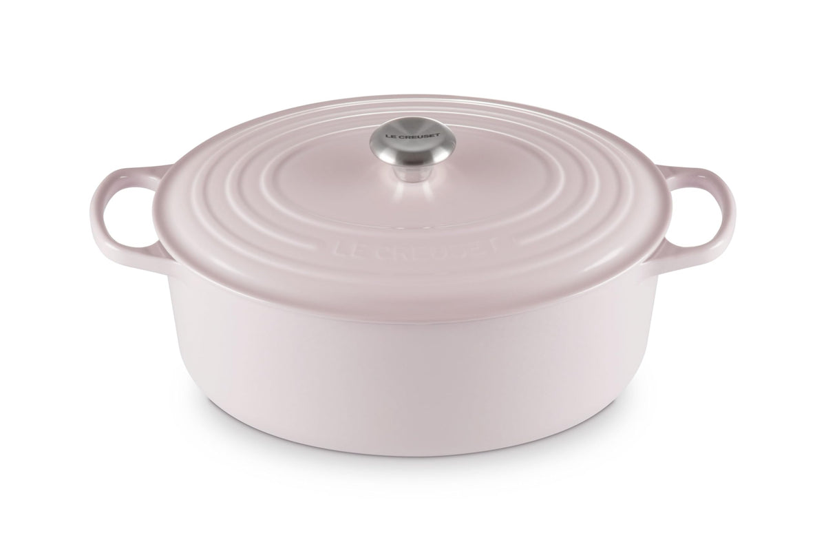 Le Creuset Signature Oval Dutch Oven 8 qt Shallot, full view for even heat distribution.