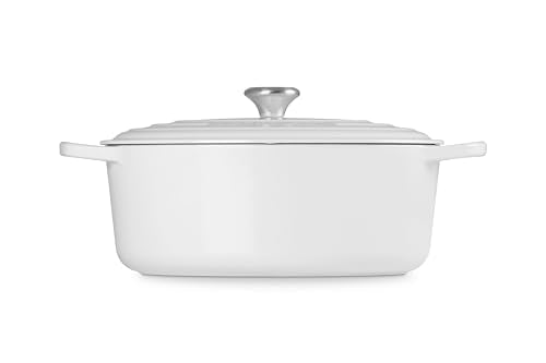 Le Creuset Signature ergonomic handles make lifting safe when transferring between stove, oven, and table.