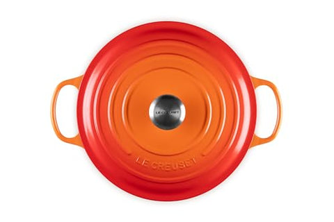 Le Creuset Signature interior with light enamel helps monitor browning and moisture.