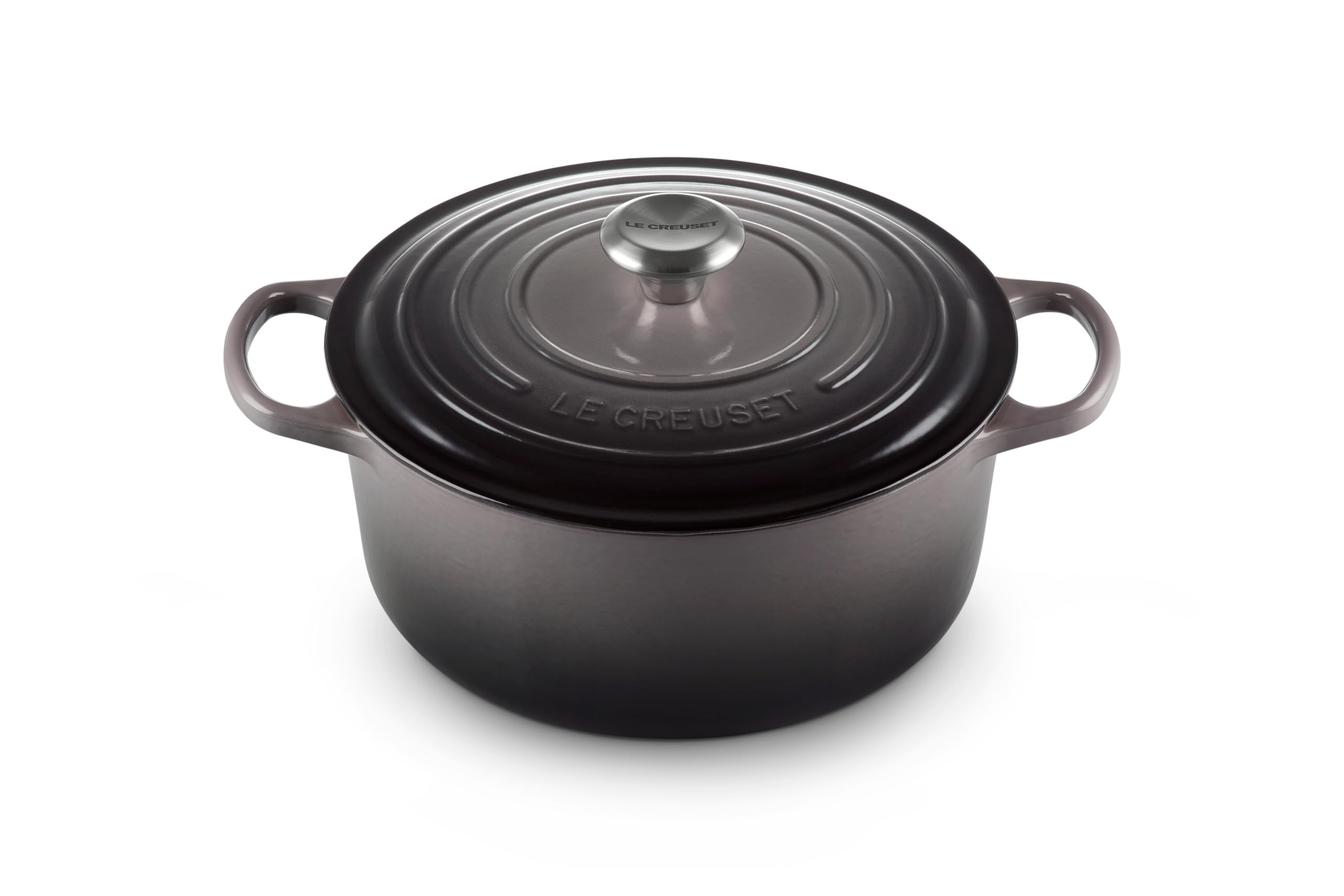 Le Creuset Signature oyster lid on, showcasing durable enamel and iconic design.