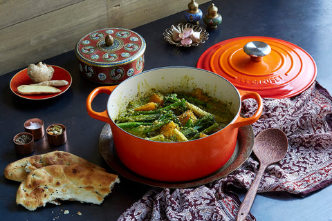 Le Creuset wide-loop handles provide safe, comfortable grip