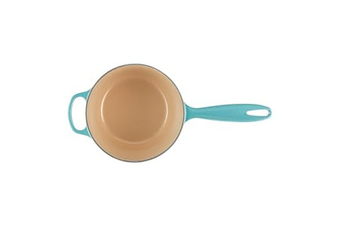Le Creuset Signature saucepan ergonomic handles for easy lifting.
