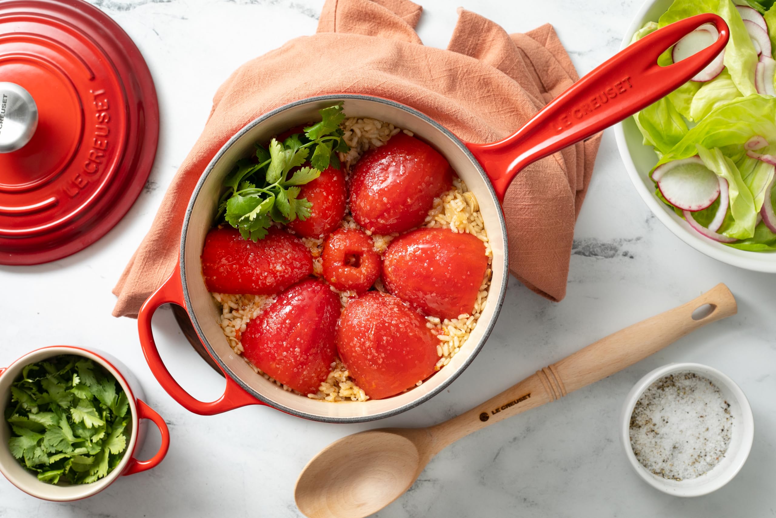 Le Creuset Signature saucepan Caribbean color adds kitchen style.