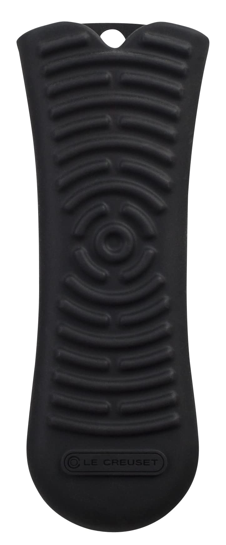 Le Creuset silicone cool tool handle in black offers a heat-resistant, secure grip on hot cookware.