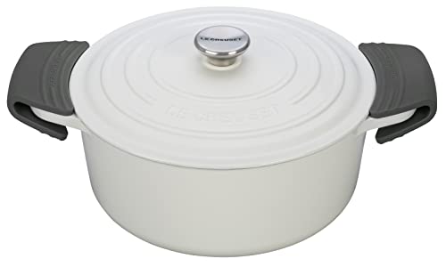 Le Creuset silicone grips are dishwasher safe for easy cleanup.