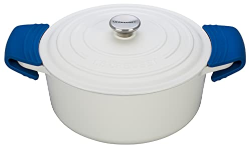 Le Creuset Marseille silicone grips offer heat protection and a comfortable hold.
