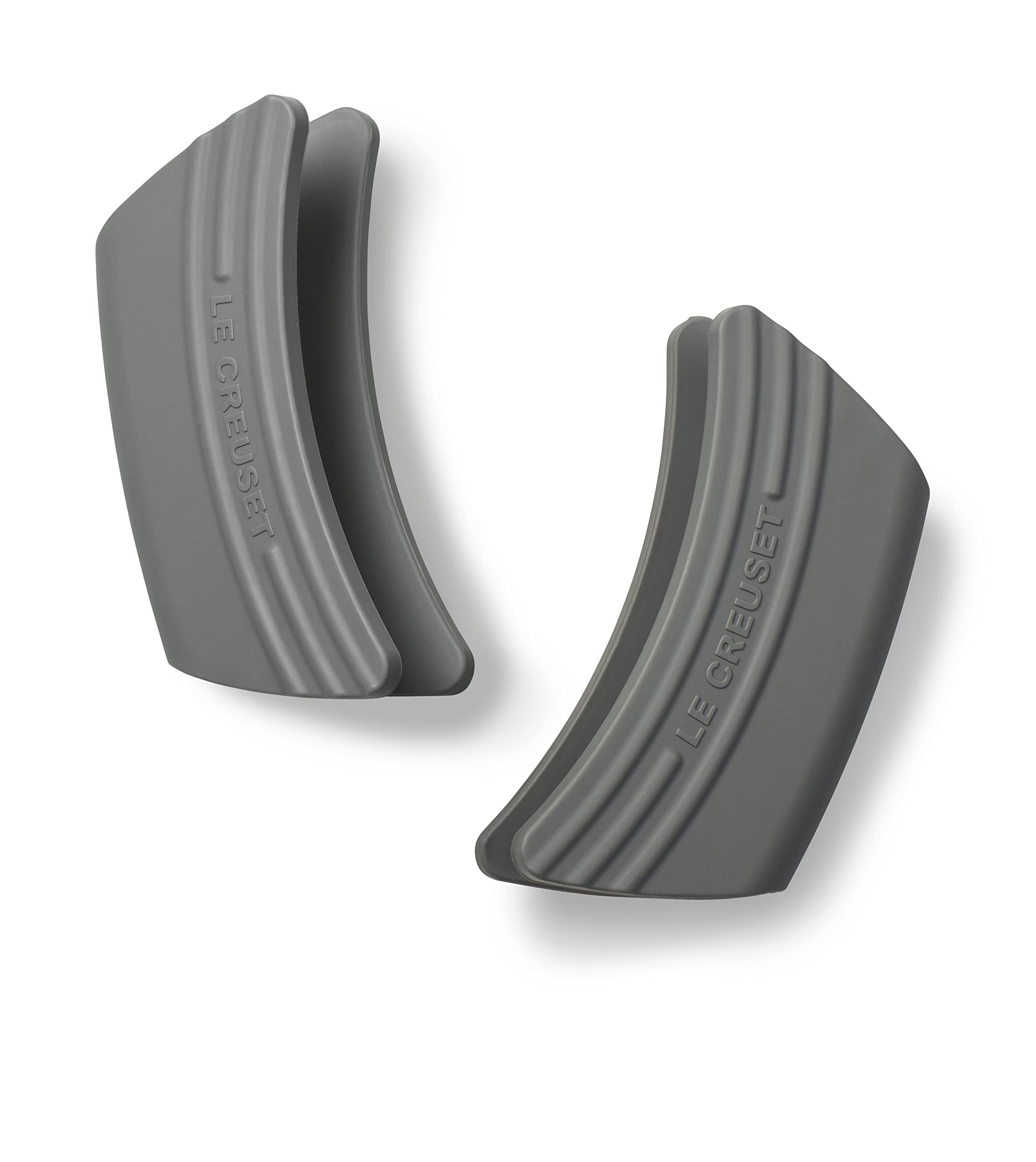 Le Creuset silicone handle grips Sea Salt, 5in, non-slip grip for safe stove handling.