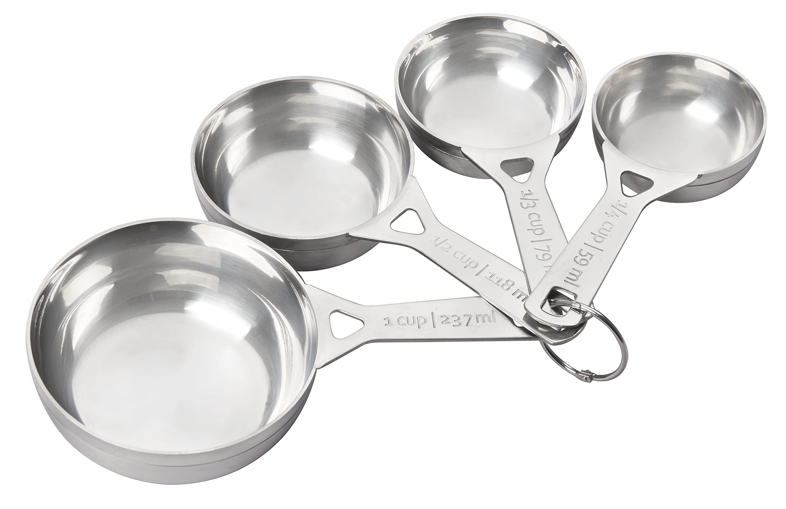 Le Creuset stainless steel measuring cups set arranged for quick ingredient prep