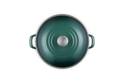 Le Creuset enamel close-up in Artichaut color highlights easy-to-clean glaze