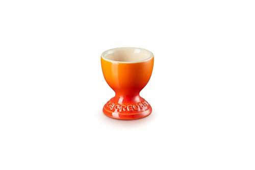 Le Creuset Egg Cup Flame side view with egg, keeps warm for serving