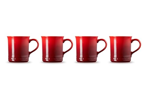 Le Creuset Cerise stoneware mug close-up glaze emphasizes color and durability