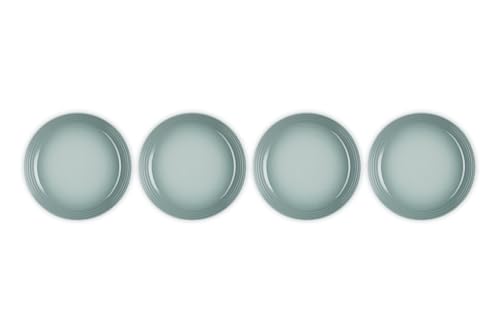 Close-up of Sea Salt glaze on Le Creuset bowls showing smooth surface.