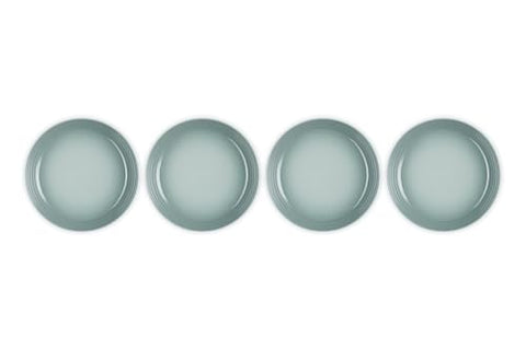 Close-up of Sea Salt glaze on Le Creuset bowls showing smooth surface.
