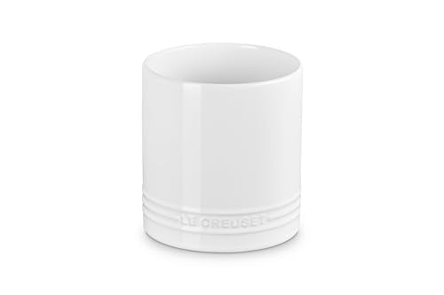 Le Creuset stoneware signature glaze in white provides durable color and easy care.