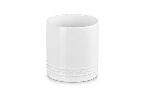 Le Creuset stoneware signature glaze in white provides durable color and easy care.