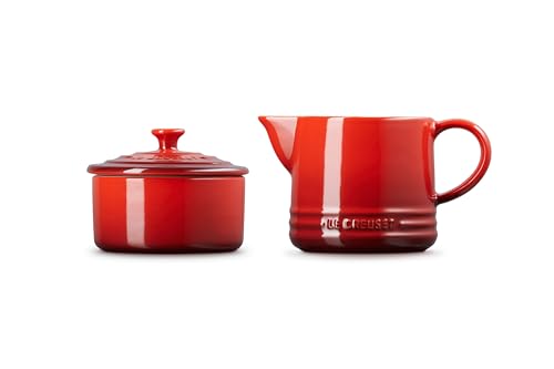 Le Creuset sugar bowl in Cerise keeps sweeteners within easy reach