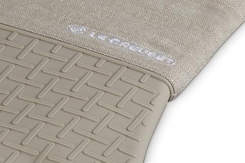 Le Creuset Textile Oven Mitt 15-inch sable with exclusive silicone pattern for a secure grip