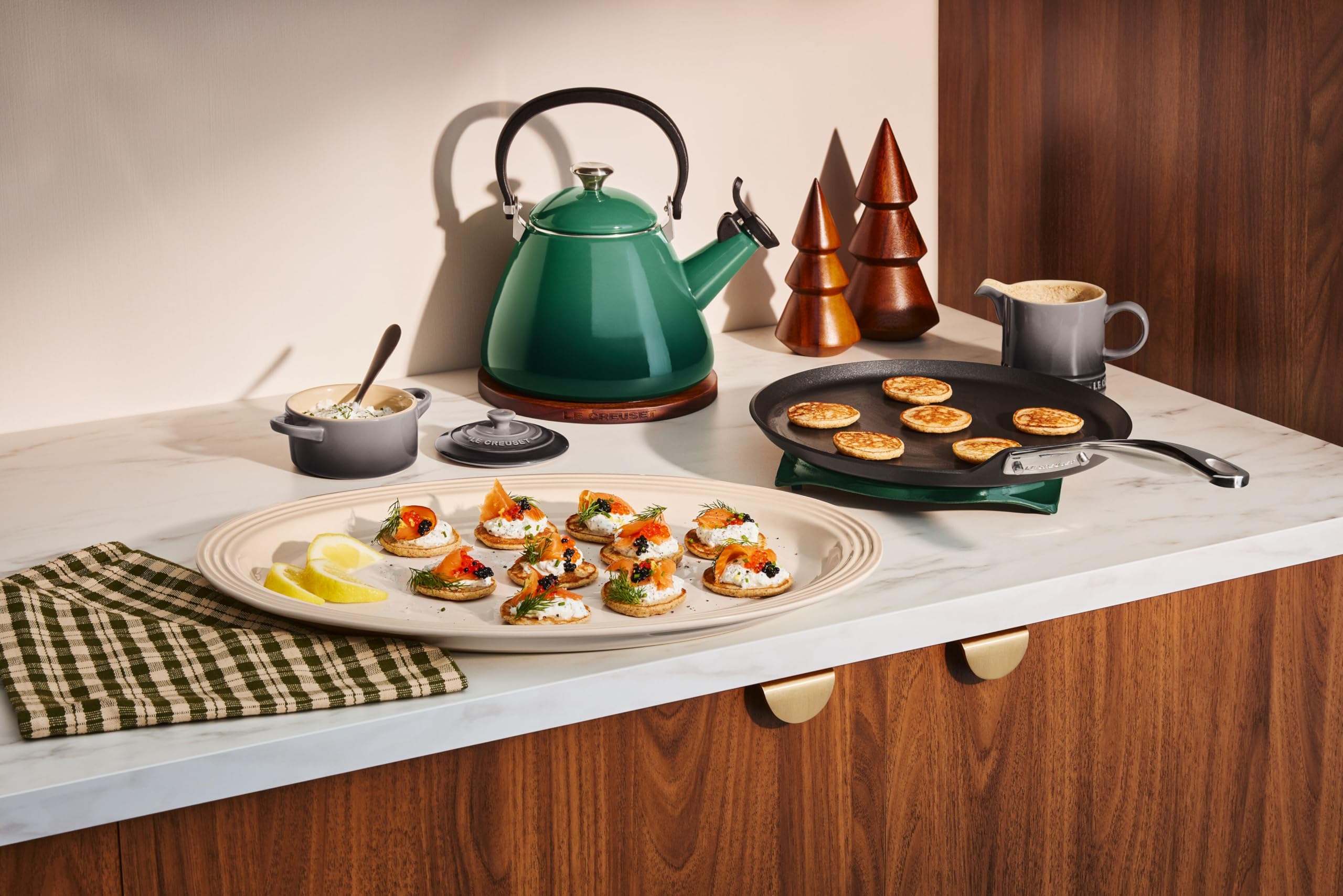Le Creuset PRO crepe pan Rateau 11, metal utensil safe for versatile cooking.