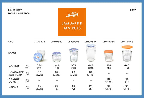 Le Parfait jars with colorful metal lids for a leak-free seal.