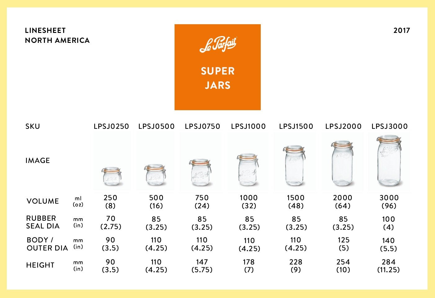 Le Parfait Super Jar clear glass lets you see contents at a glance.