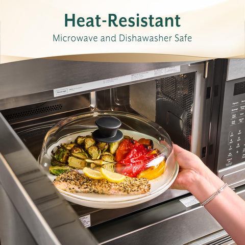 Le'raze dishwasher-safe glass cover makes cleanup quick after meals.