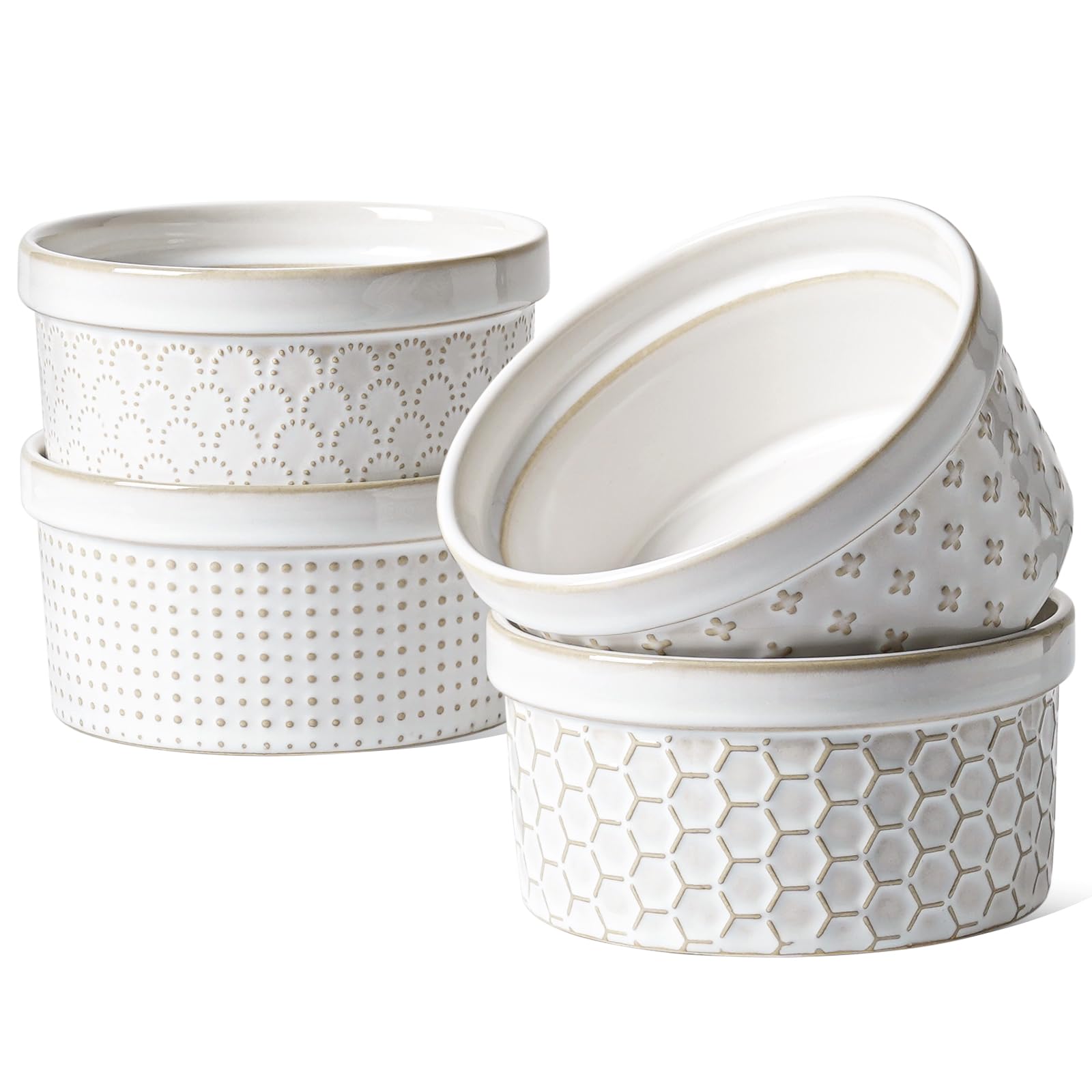 LE TAUCI 12oz embossed ramekin with textured design for elegant dessert plating