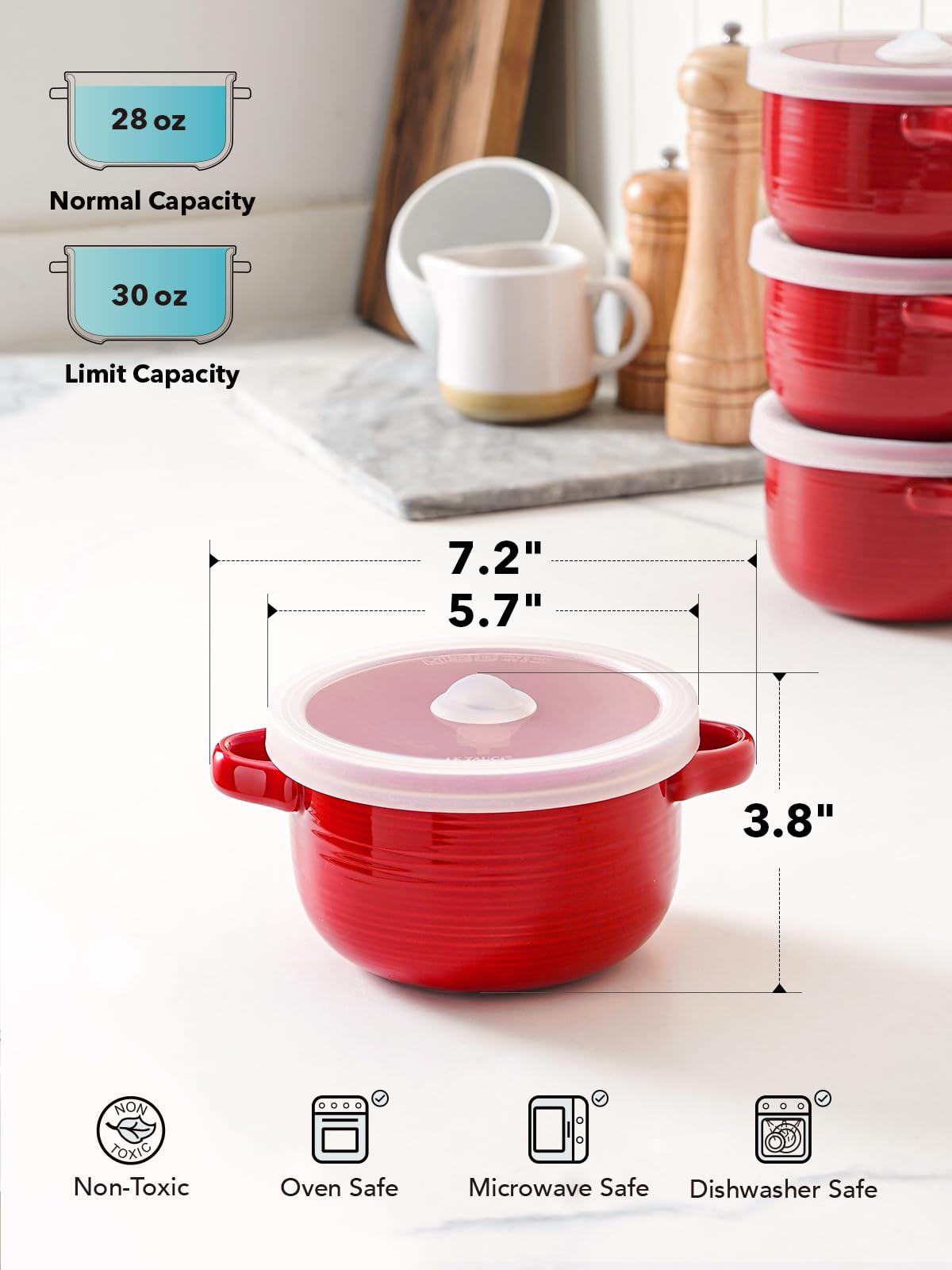 LE TAUCI 28oz capacity is ideal for soups, cereals, and meals.