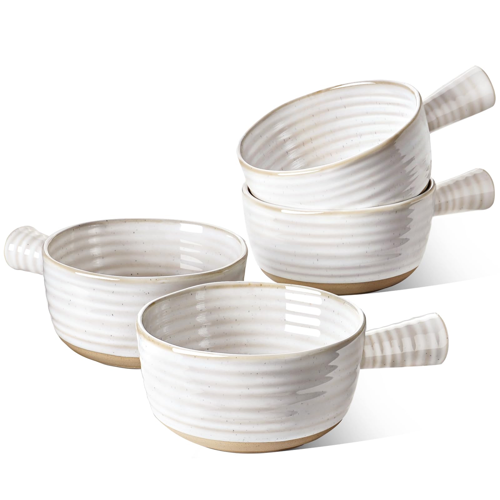 LE TAUCI Arctic White bowl handle closeup showing ergonomic grip