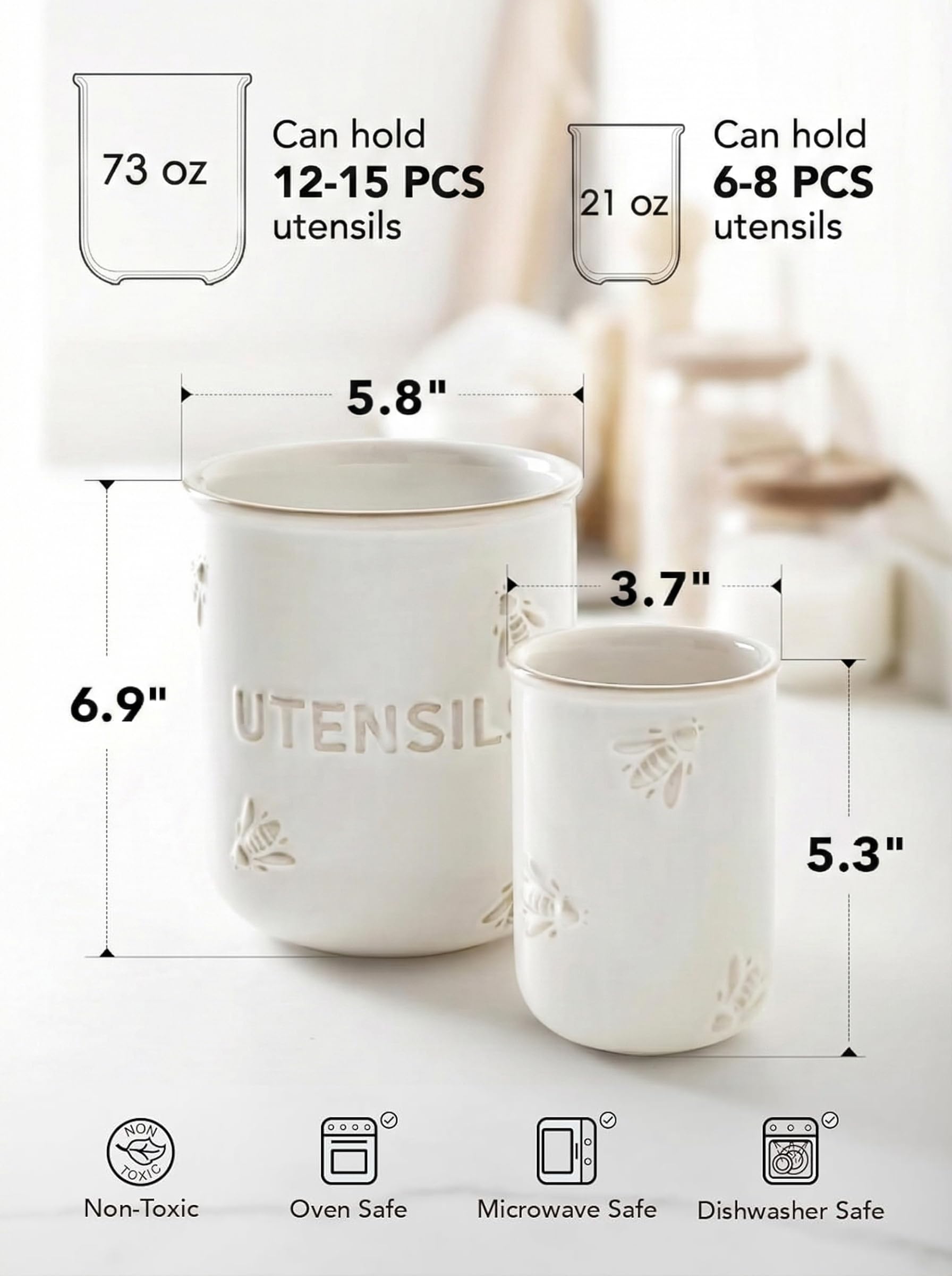 LE TAUCI Arctic White countertop organizer offers multipurpose storage for small items.