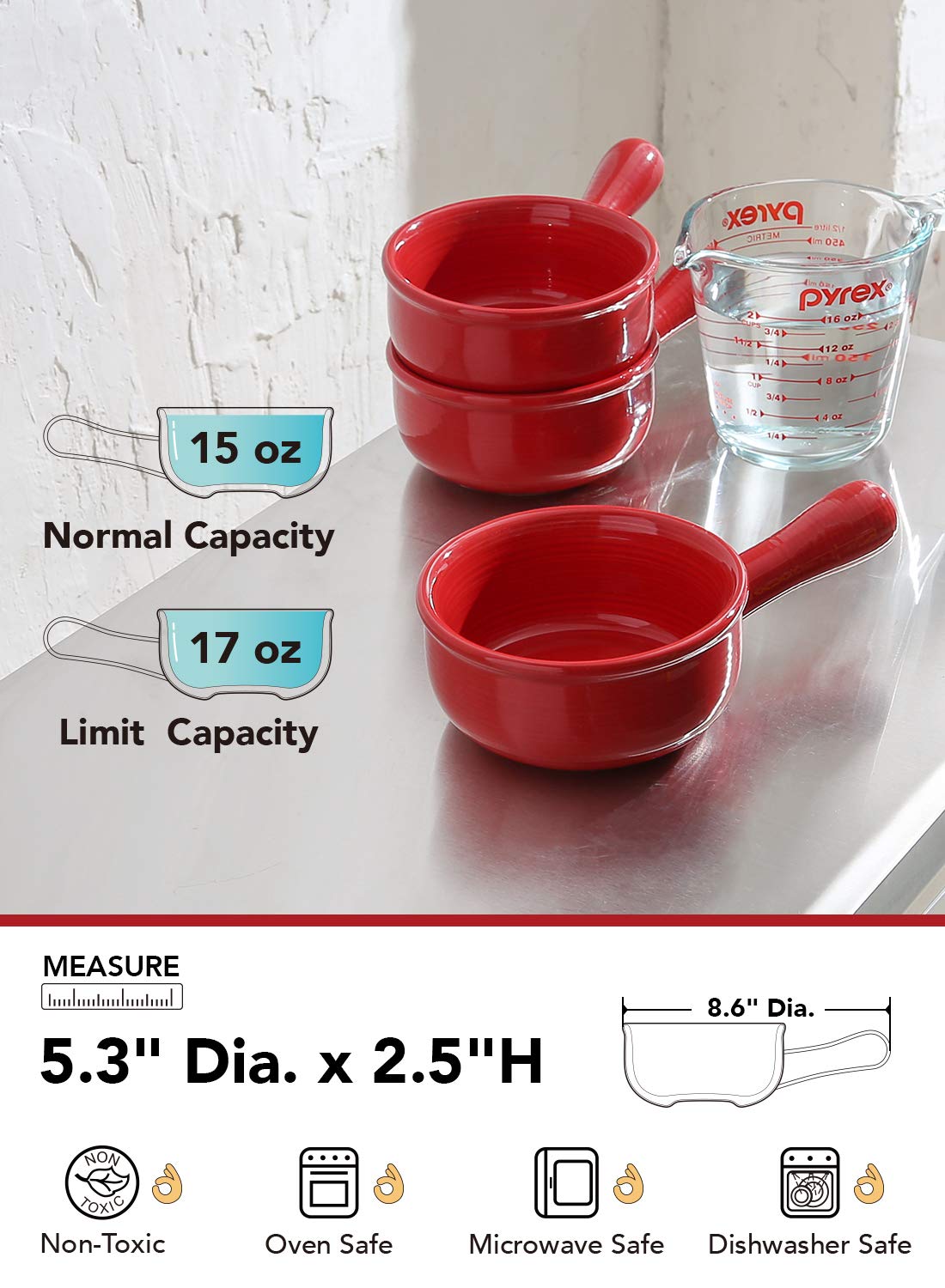 LE TAUCI 4-pack bowls ideal for beef stew or chili portions