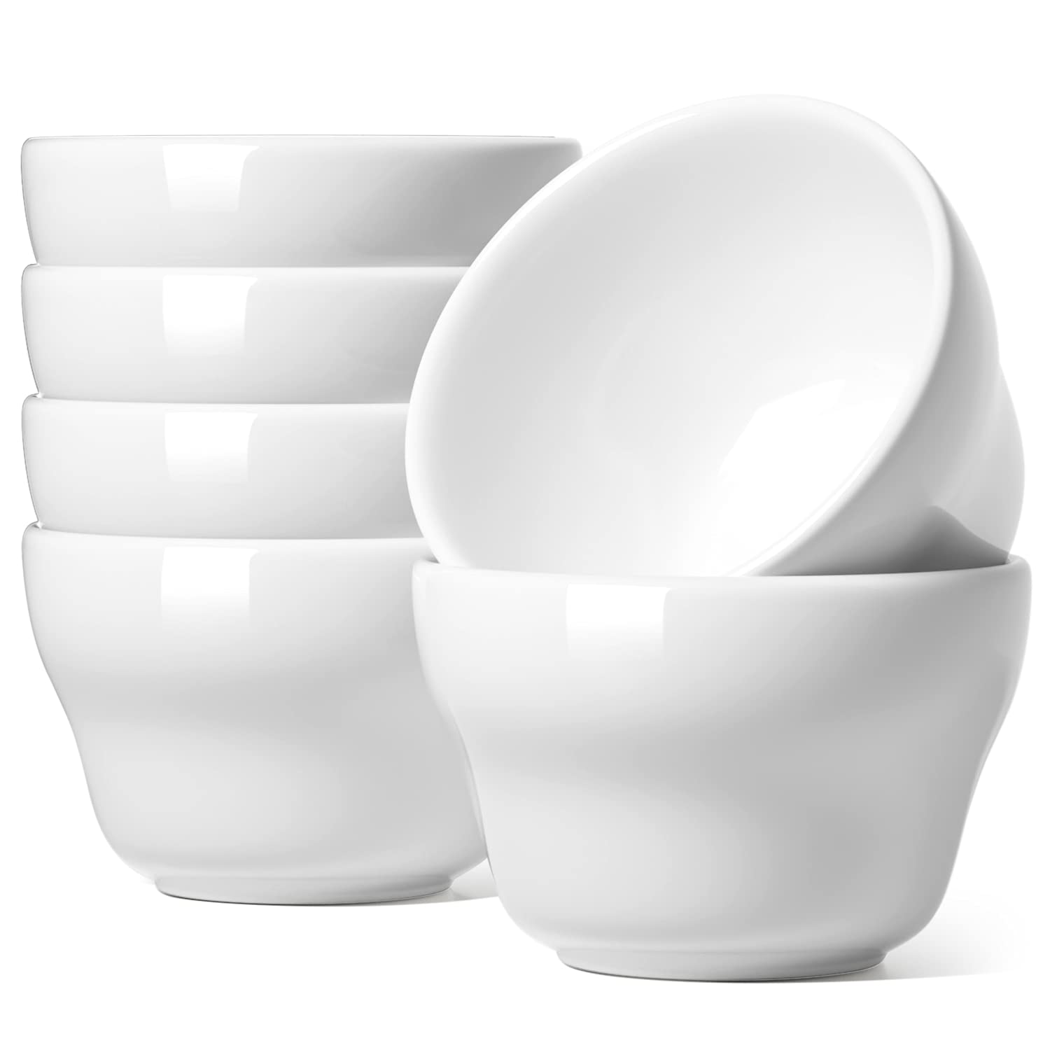 LE TAUCI Bouillon Cups 8oz set of six white bowls ideal for desserts and sauces