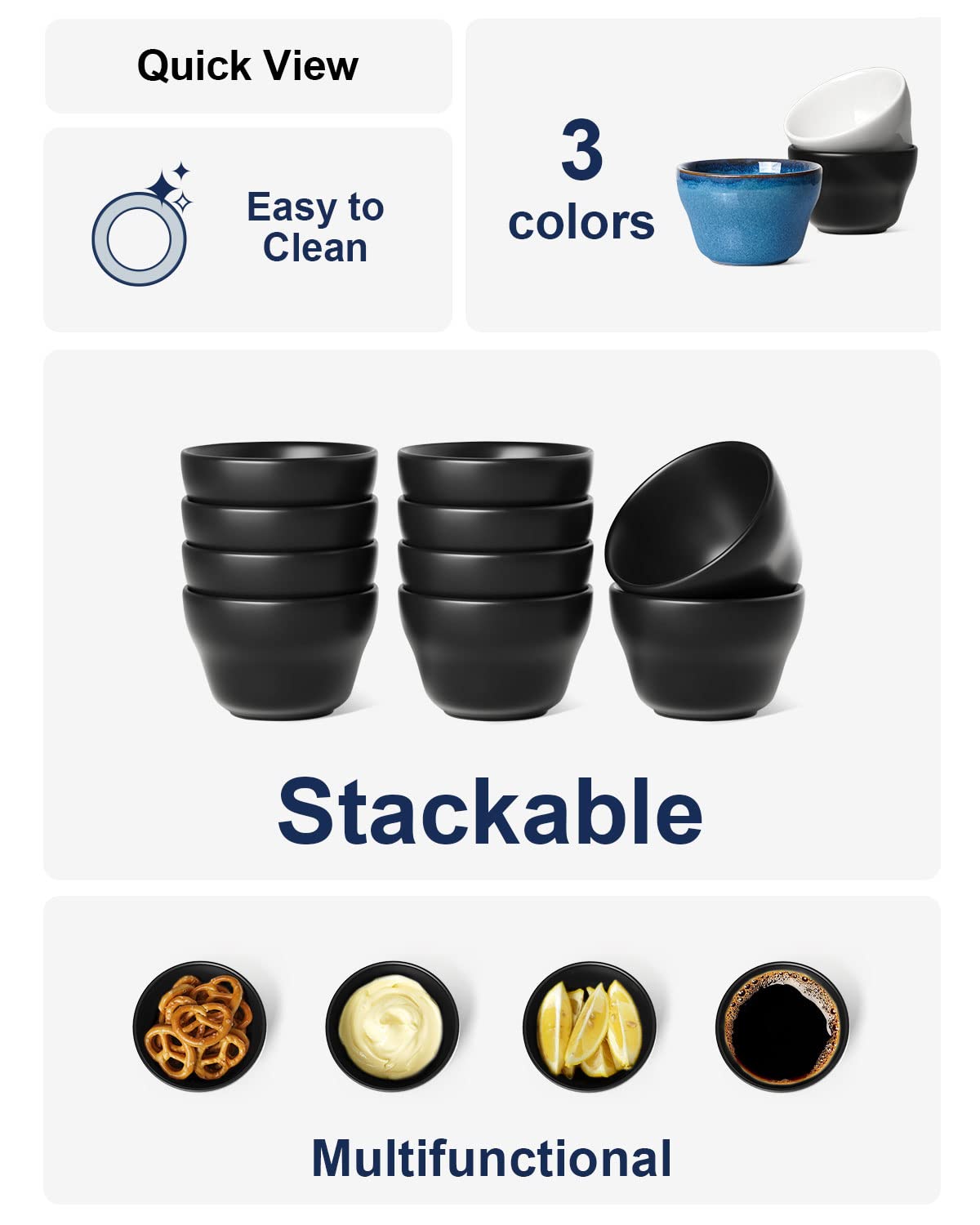 LE TAUCI 8oz bouillon cups ideal for desserts, soups, or coffee cupping