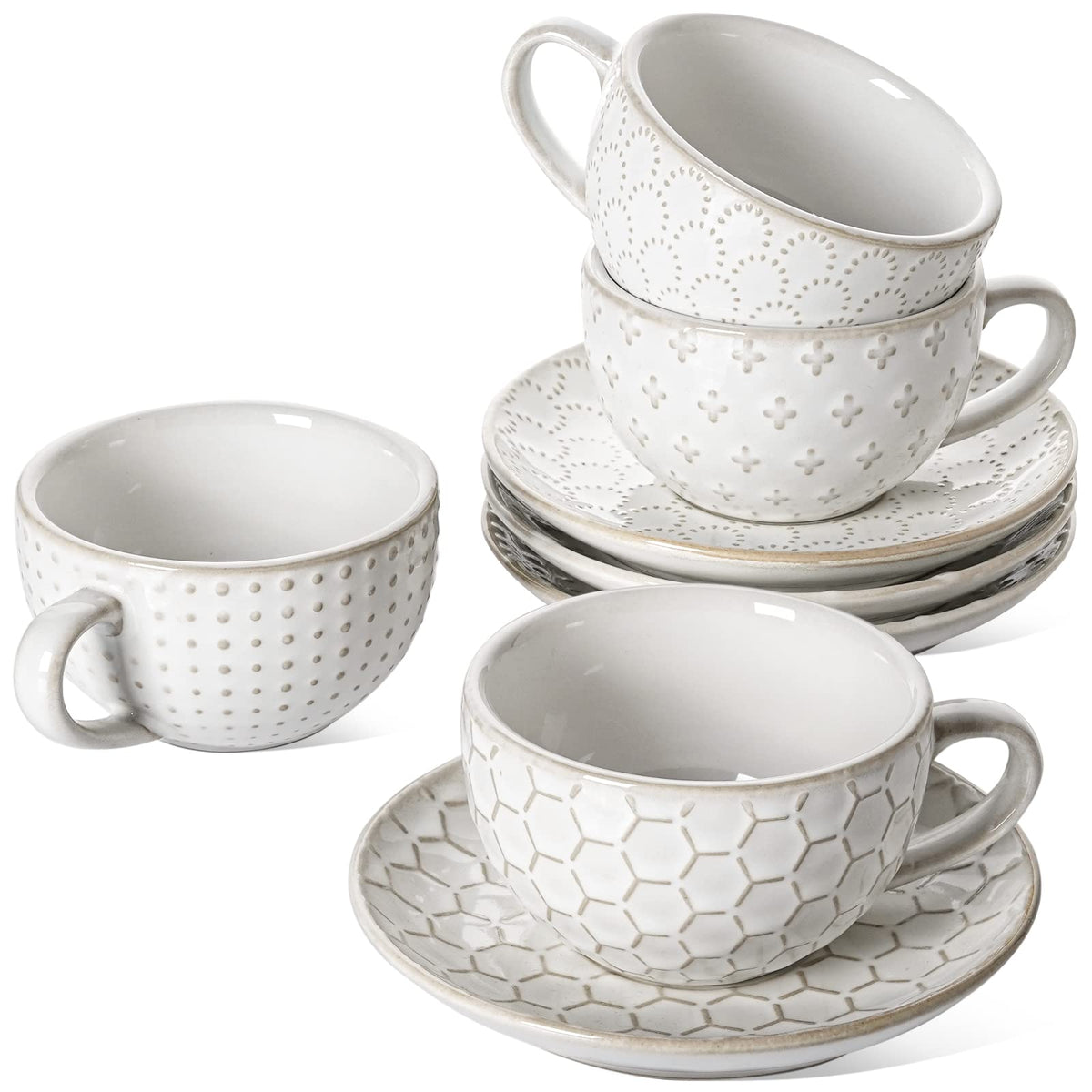 LE TAUCI cappuccino cup with embossed pattern for café-style latte art