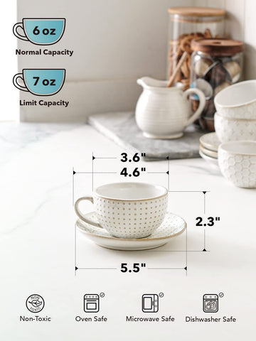 LE TAUCI Arctic white saucer provides stability and space for a snack
