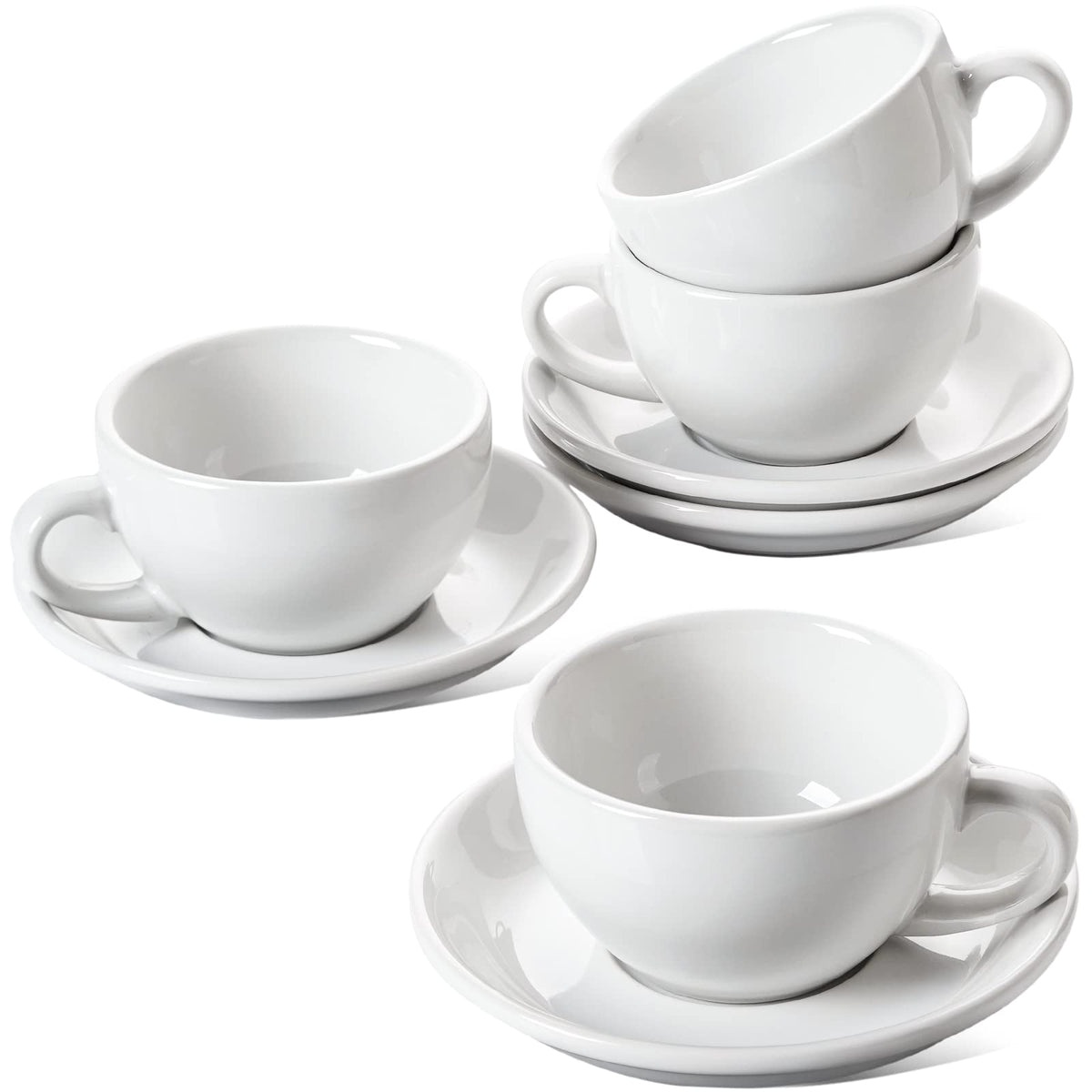 LE TAUCI cappuccino cups with saucers show premium heft for a refined coffee ritual.