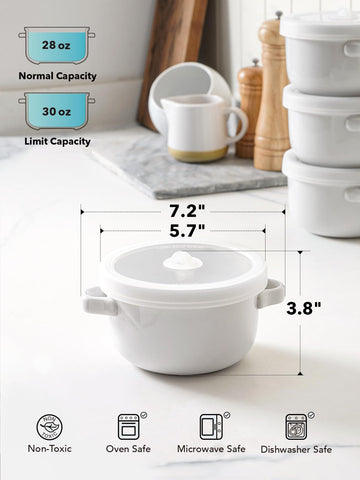 LE TAUCI ceramic bowls are oven safe up to 482°F for versatile cooking.