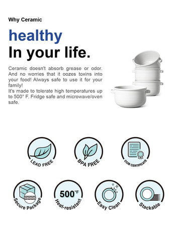 LE TAUCI ceramic bowls heat-resistant up to 482 F for bubbling toppings.