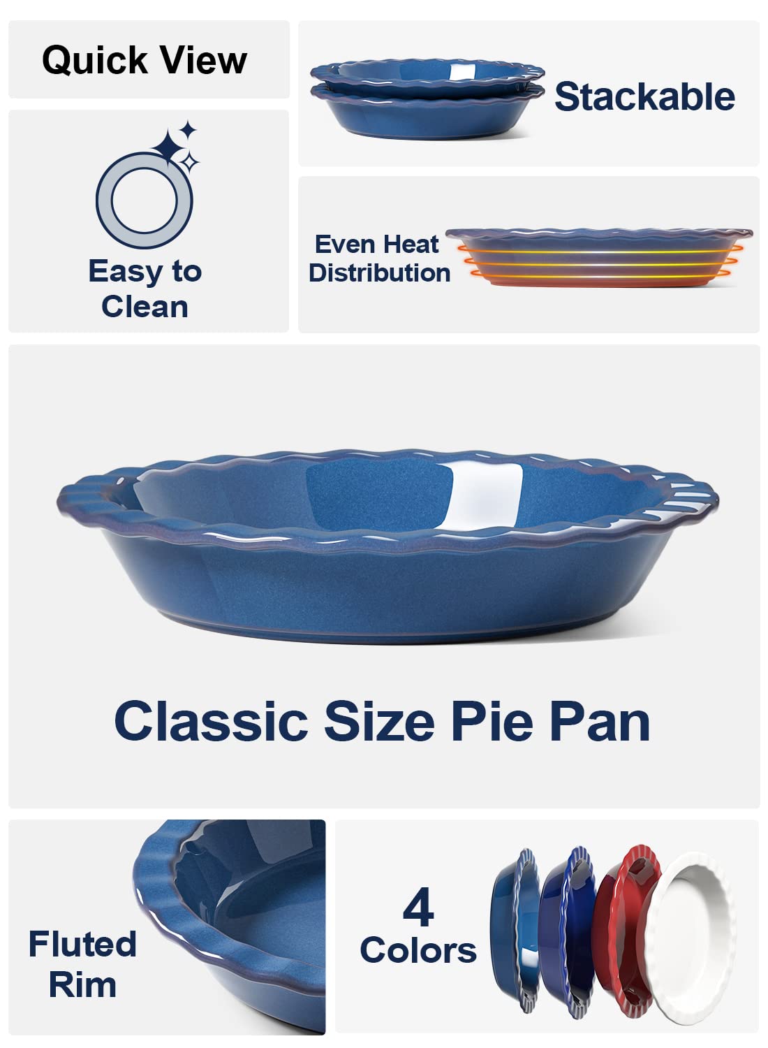 LE TAUCI ceramic pie dish wave edge close-up, easy crust crimping.