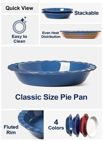 LE TAUCI ceramic pie dish wave edge close-up, easy crust crimping.