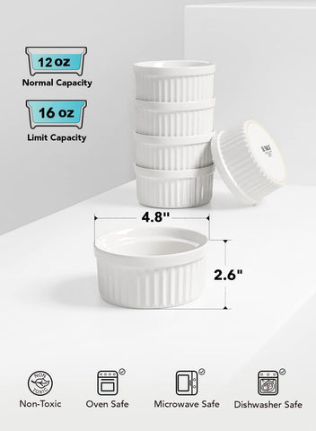 LE TAUCI ceramic soufflé dishes in white, ideal for even rise and baking.