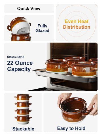 LE TAUCI ceramic 22oz bowl - oven-safe, ideal for hot soups.