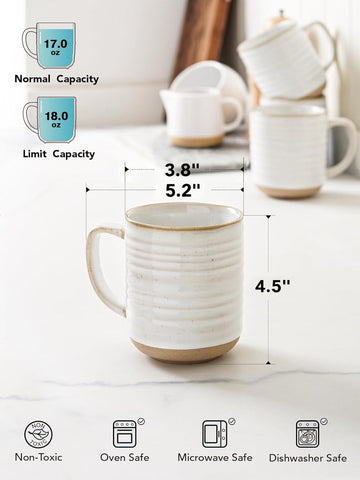 LE TAUCI 18oz handle closeup emphasizes ergonomic grip for lattes and cocoa.