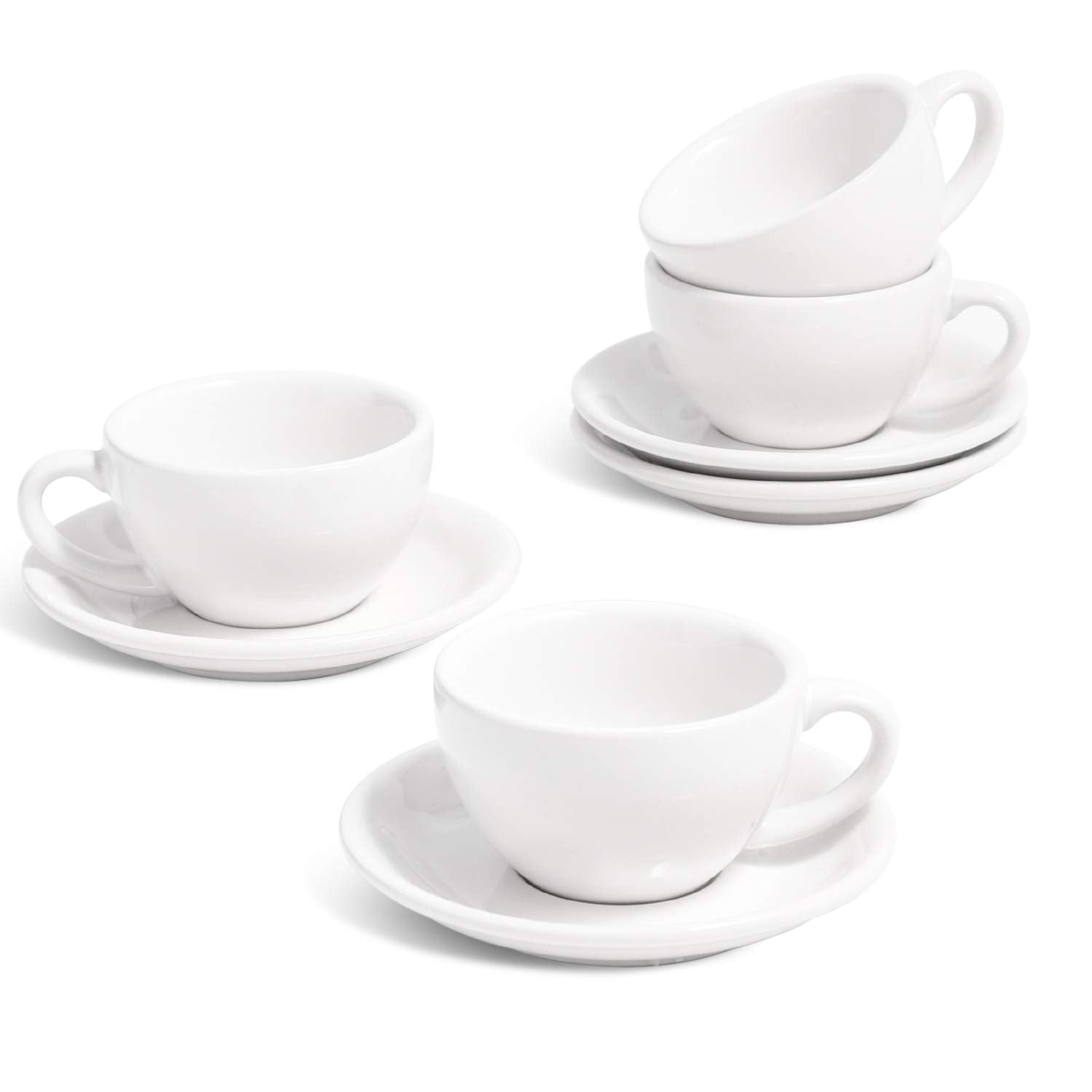 LE TAUCI demitasse cups with saucers—set of four for elegant espresso service at home.